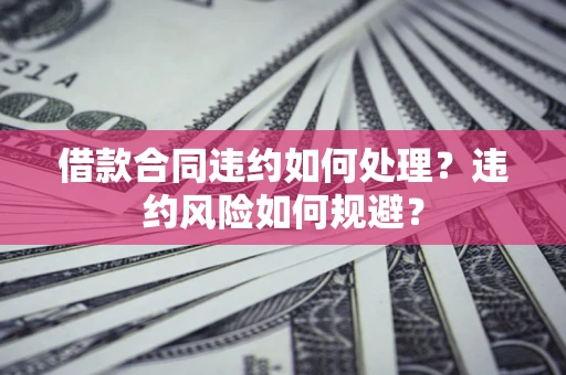 济南借款合同违约如何处理？违约风险如何规避？